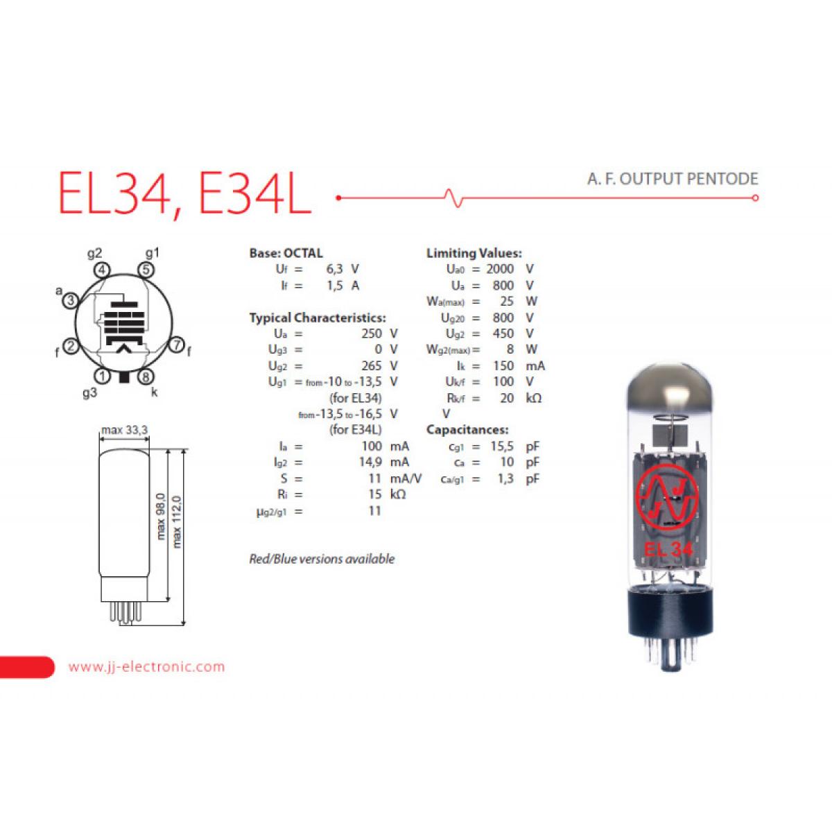 JJ Electronics EL34 Matched Pair - BimotorDJ